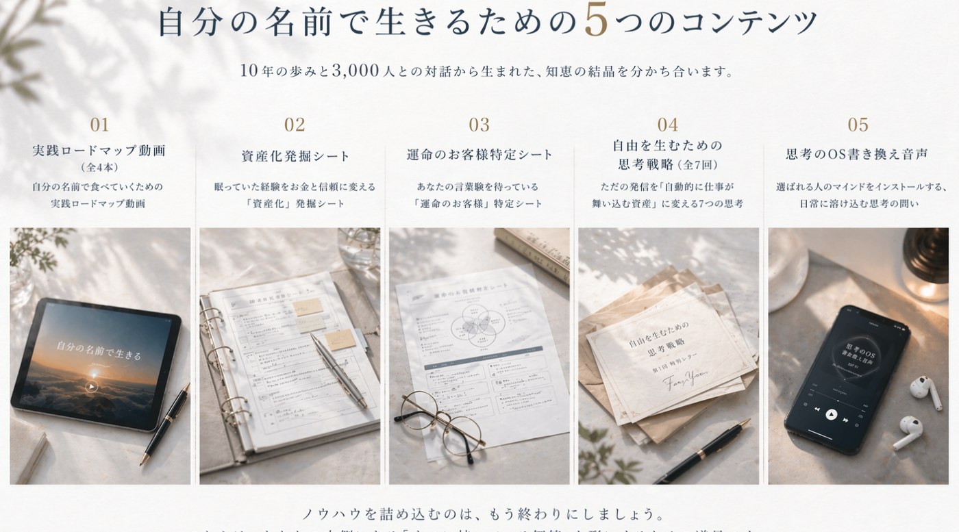 無料メール講座で受け取れる5つのコンテンツ